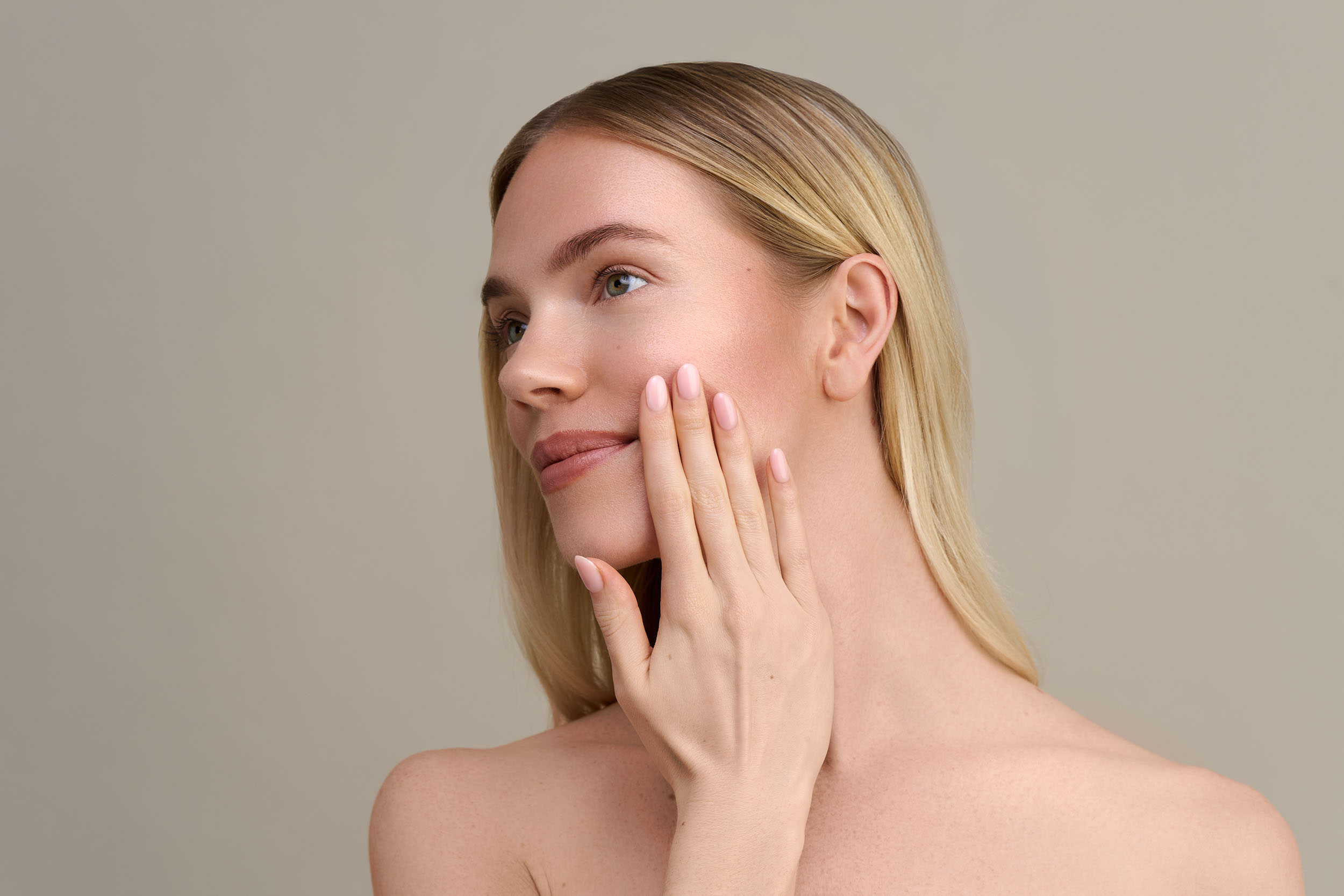 Editorial fashion photography for Jevie Skin - elegant beauty campaign with refined styling and sophisticated presentation